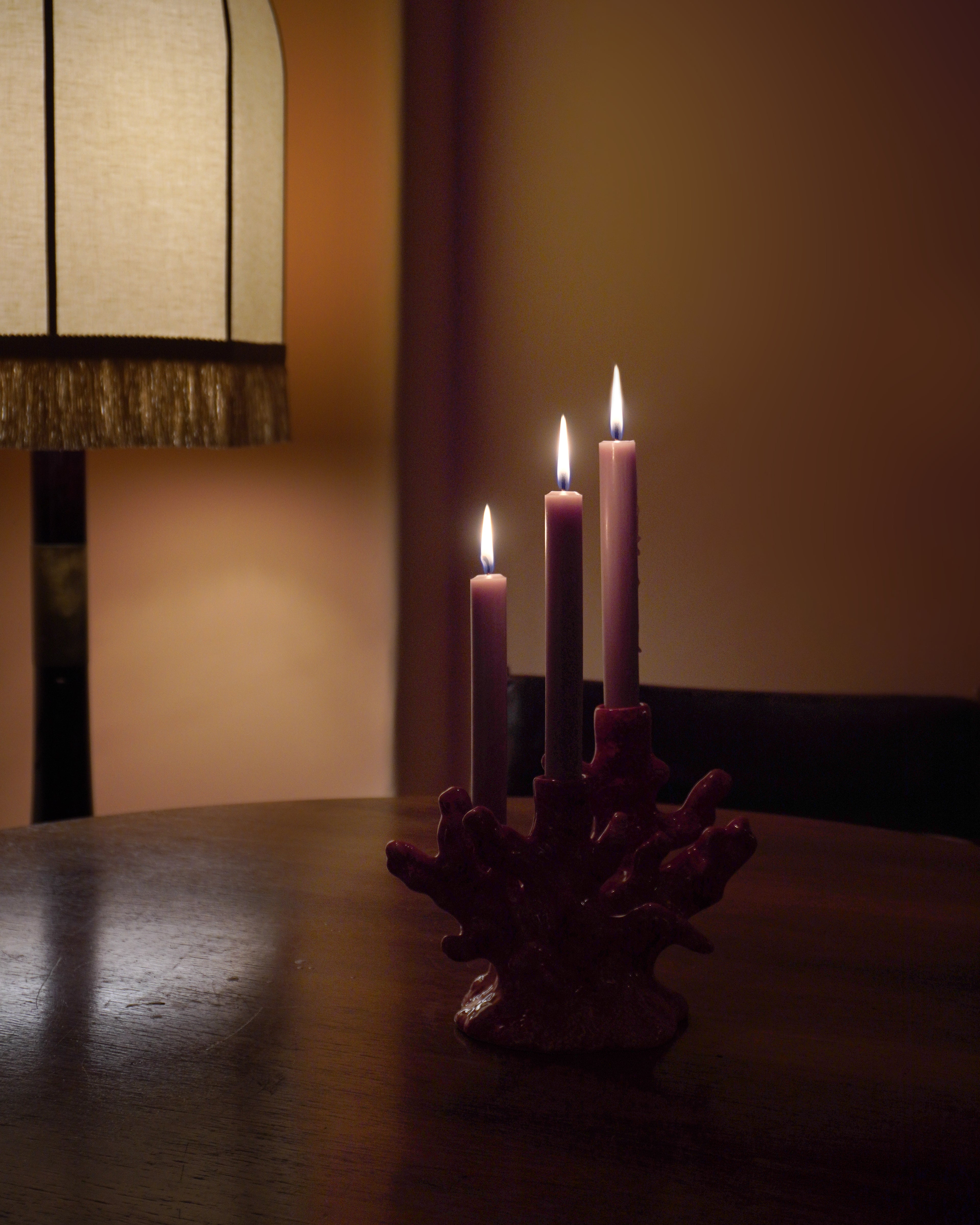 CORAL CANDLEHOLDER coral red - 3 Candles