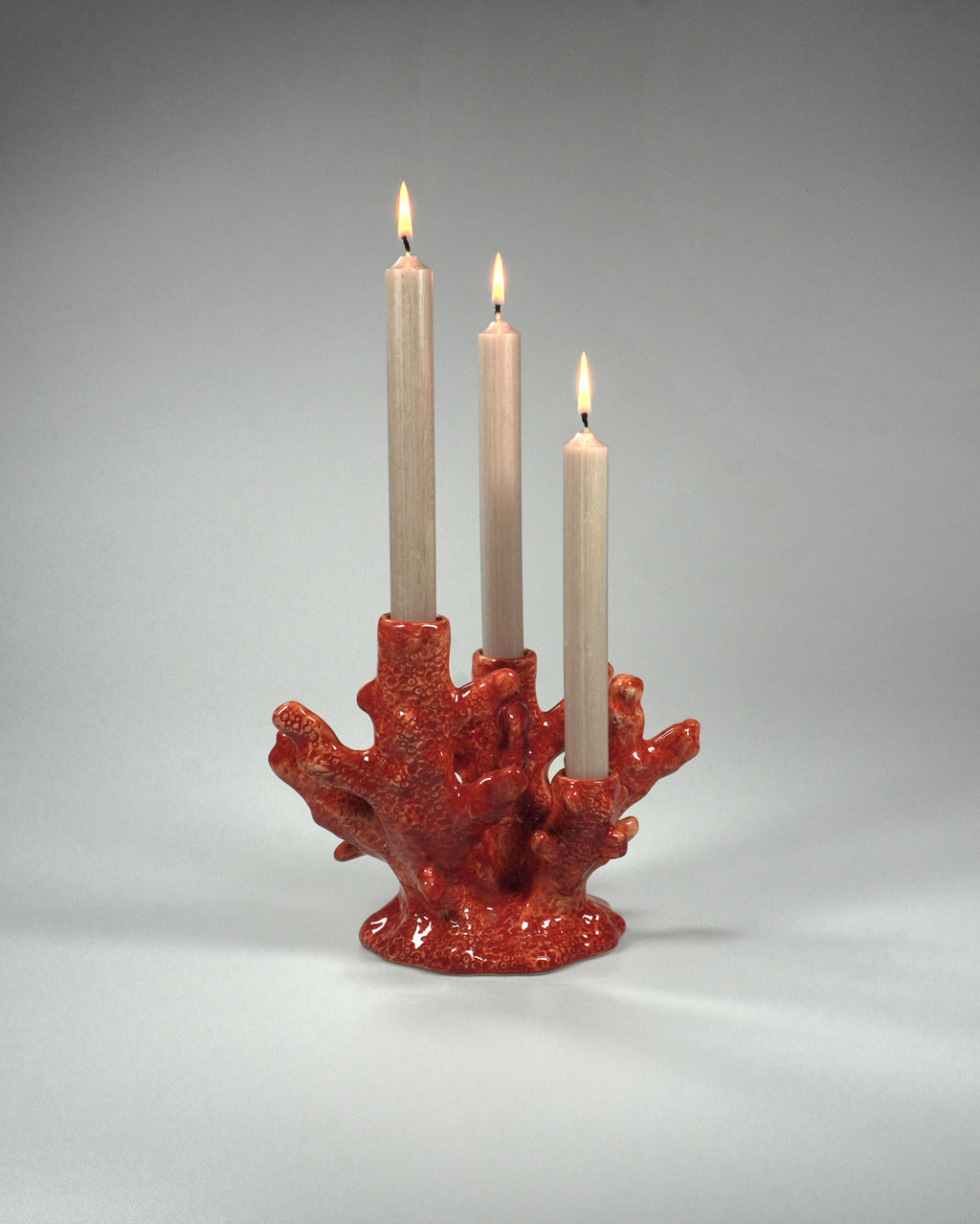 CORAL CANDLEHOLDER coral red - 3 Candles