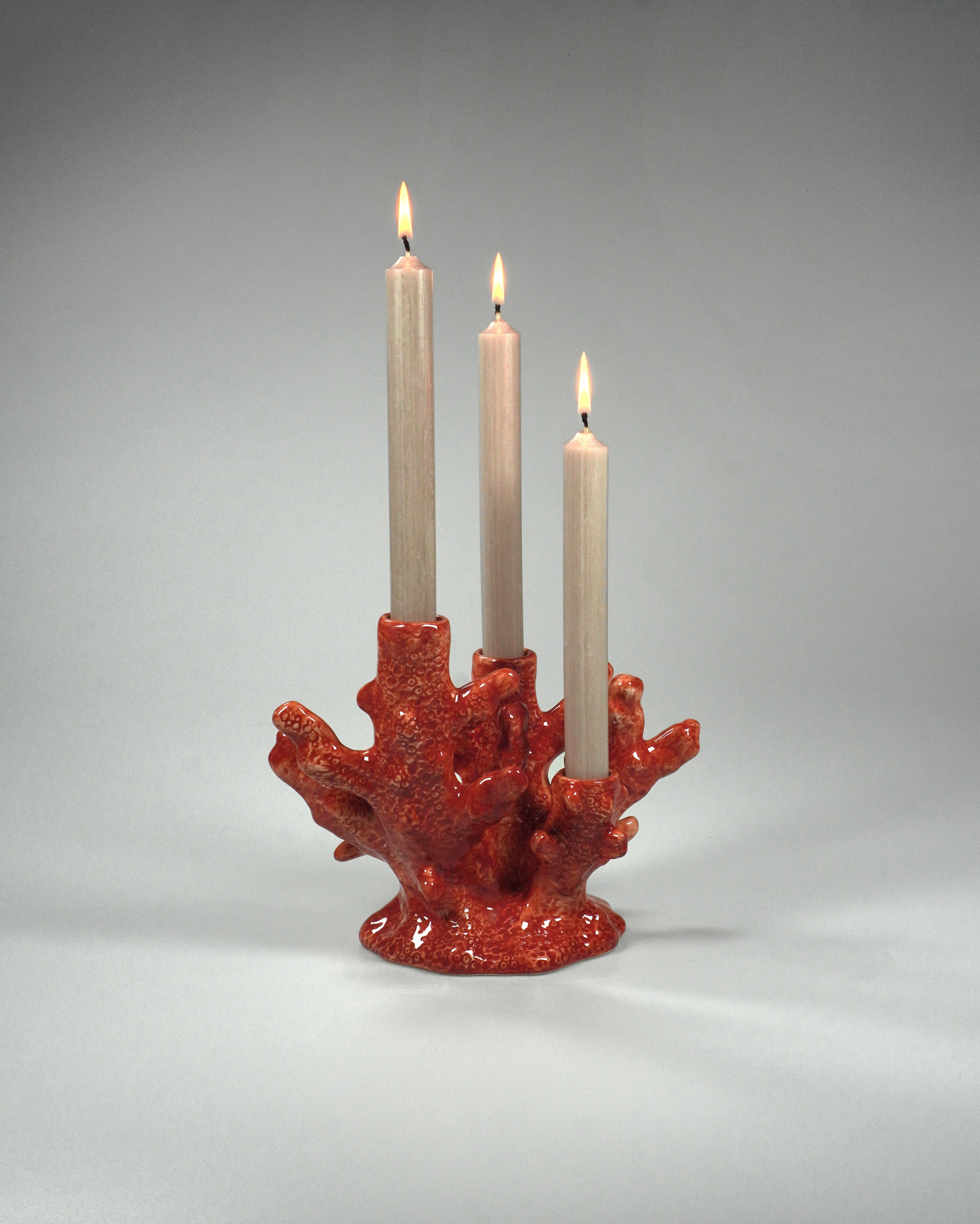 CORAL CANDLEHOLDER coral red - 3 Candles