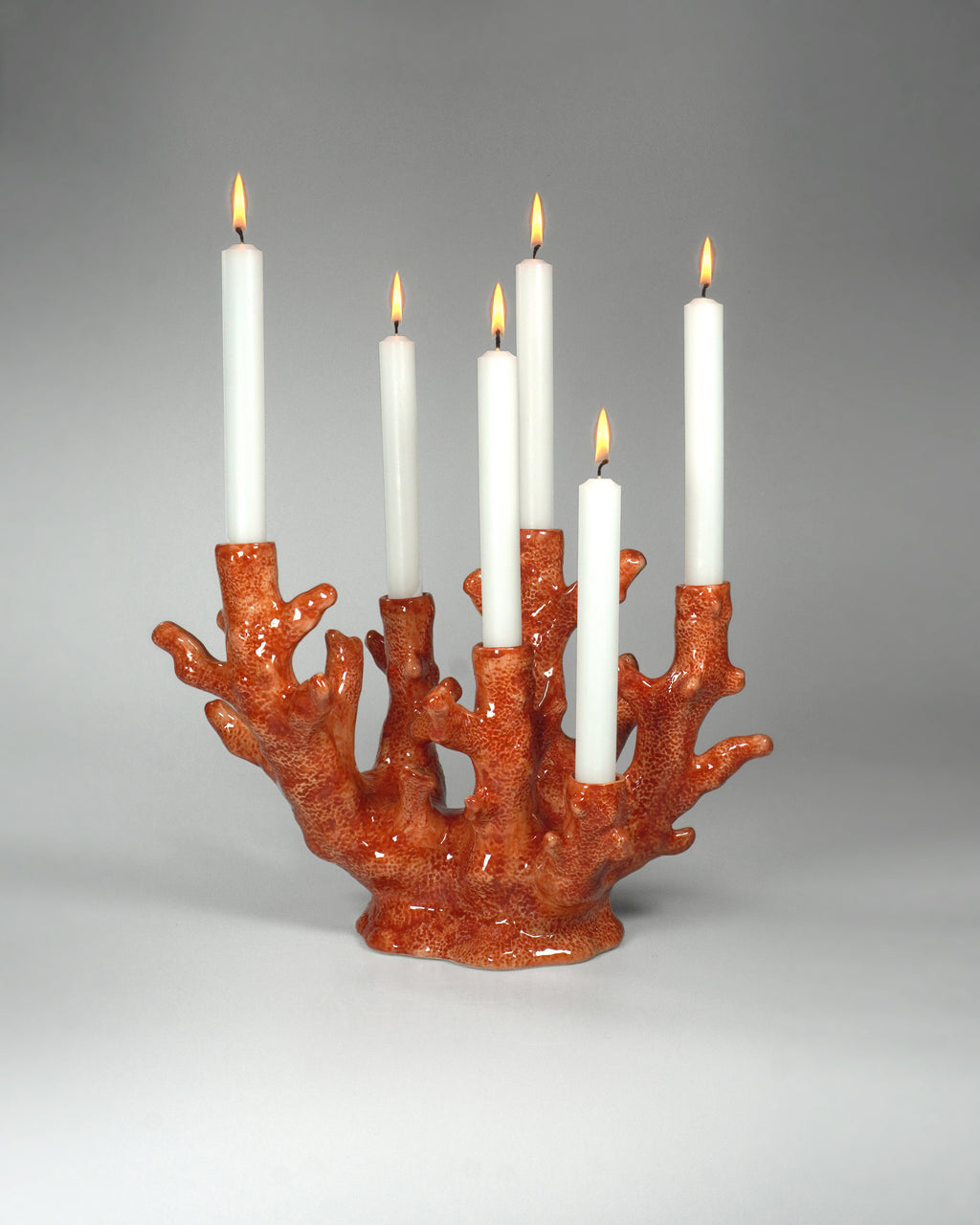 CORAL CANDLEHOLDER coral red - 6 Candles